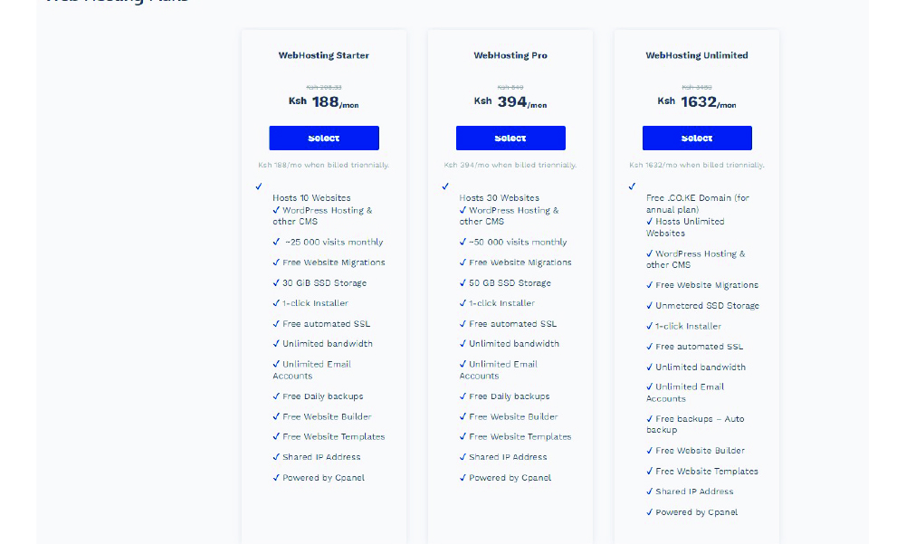 Truehost website homepage showing domain and hosting options